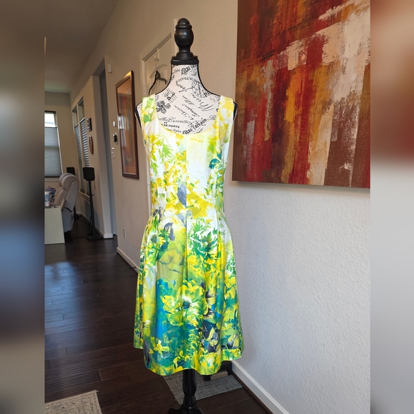 Nine West Dresses & Skirts - Nine West Floral Sleeveless Pleated  A-Line Midi Dress- Size 16